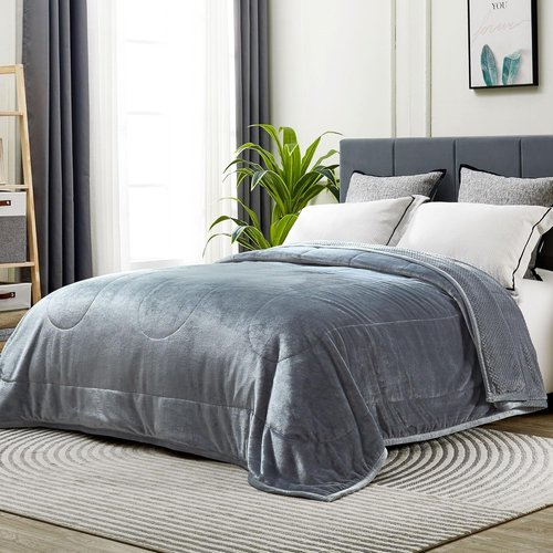 DREAMNINE King Size Fleece Bed Blanket - Luxury Soft Flannel, 90" x 108", Cozy Grey Velvet for Winter