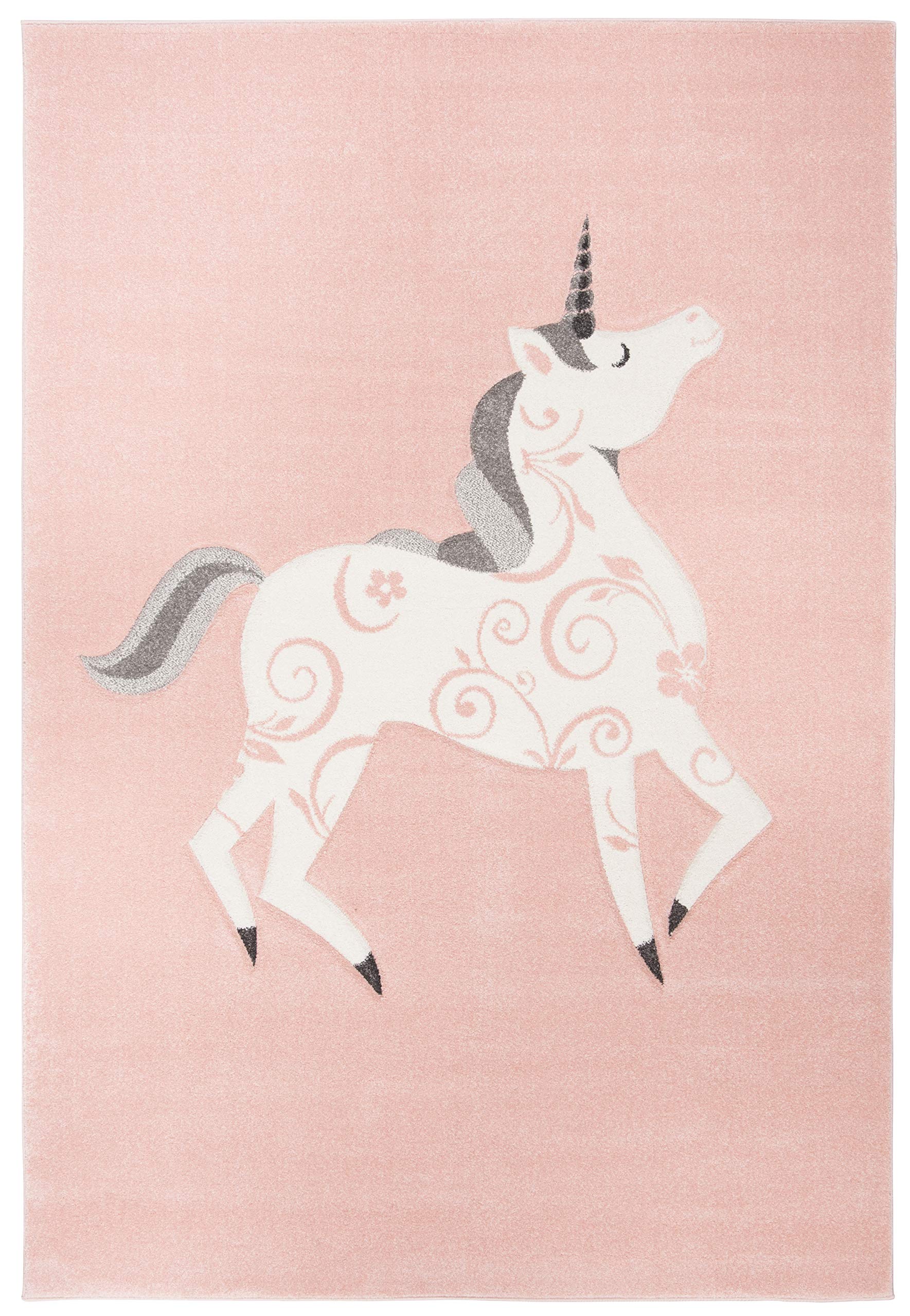 SAFAVIEH Carousel Kids Collection Accent Rug - 4' x 6', Pink & Ivory, Non-Shedding & Easy Care, Ideal for High Traffic Areas for Boys & Girls in Playroom, Nursery, Bedroom (CRK163P)