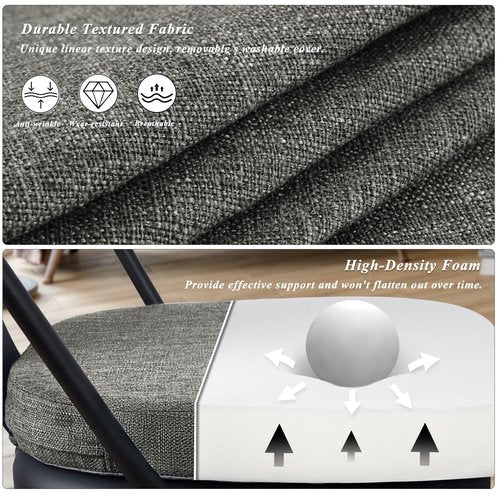 FlyGulls Metal Chair Cushions for Dining Chairs 2" Thick Kictchen Chair Cushions Non Slip Chair Pads with Ties for Metal Dining Chairs Set of 4 14" x 14" Dark Grey