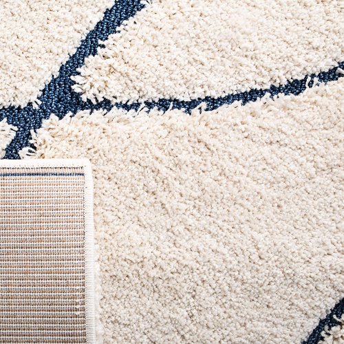 SAFAVIEH Florida Shag Collection Accent Rug - 4' x 6', Cream & Blue, Non-Shedding & Easy Care, 1.2-inch Thick Ideal for High Traffic Areas in Entryway, Living Room, Bedroom (SG471-1165)