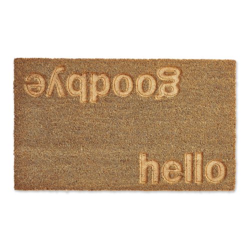 DII Greetings Collection Natural Coir Doormat, 18x30, Hello/Goodbye Engraved