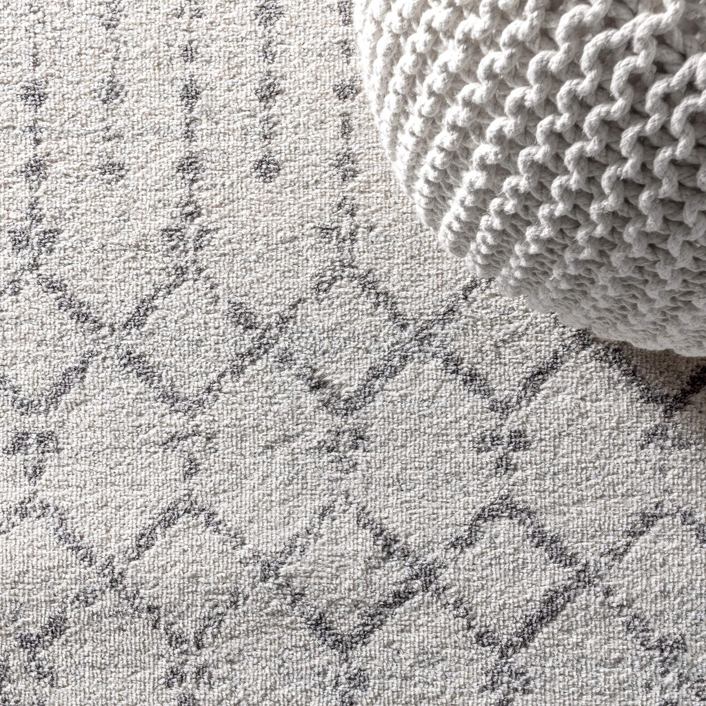 JONATHAN Y Boho Vintage Diamond Cream/Gray Square Area Rug 6X6 ft, Moroccan Hype for Living Room, Bedroom, Kitchen, Office, Easy-Cleaning, High Traffic, Pet-Friendly, Non-Shedding (MOH101B-6SQ)