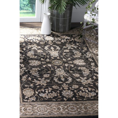 SAFAVIEH Lyndhurst Collection Area Rug - 5'3" x 7'6", Anthracite & Cream, Traditional Oriental Design, Non-Shedding & Easy Care, Ideal for High Traffic Areas in Living Room, Bedroom (LNH340D)