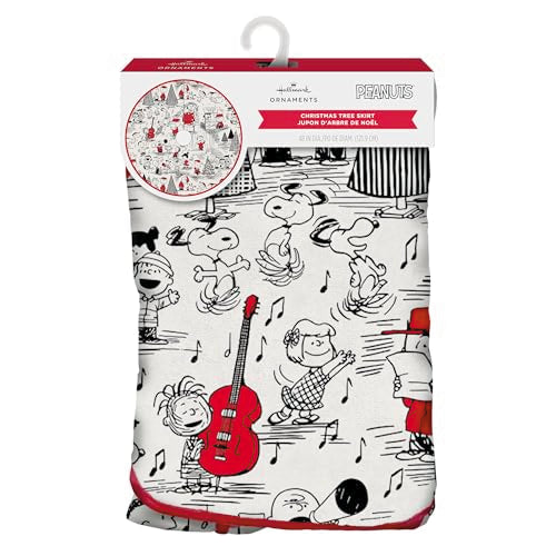 Peanuts Christmas Tree Skirt - 48 Inch Fabric Tree Decor for Peanuts Fans - Hallmark
