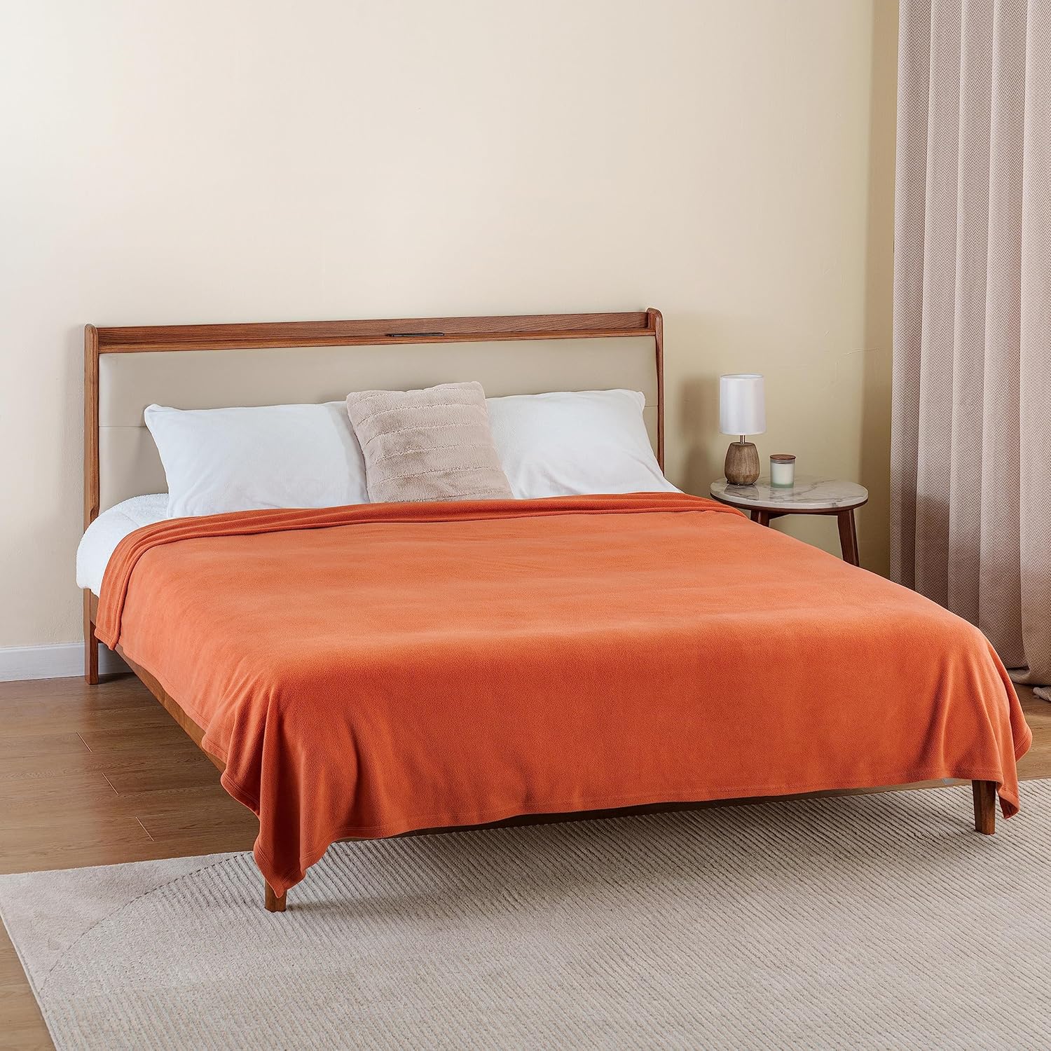 Berkshire Blanket Microfleece King Size Bed Blanket - Lightweight Plush Amberglow Orange, 90x108 Inches