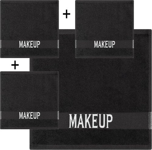 Cotton Paradise Makeup Remover Towels - 100% Cotton 12x12 Inch Soft Black Face Cloths | 4 Pack