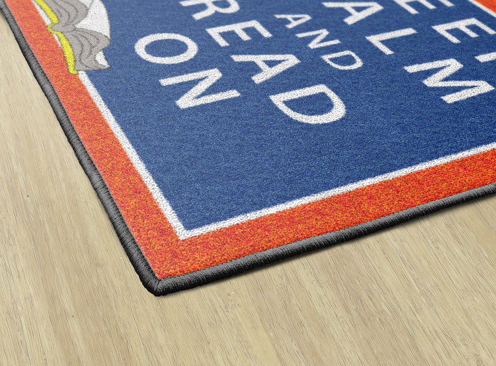 Flagship Carpets - Keep Calm & Read On Area Rug for Children's Classroom, Kid's Bedroom, Teacher's Space and at Home Family Living or Play Room, 2' x 3', Red&Blue