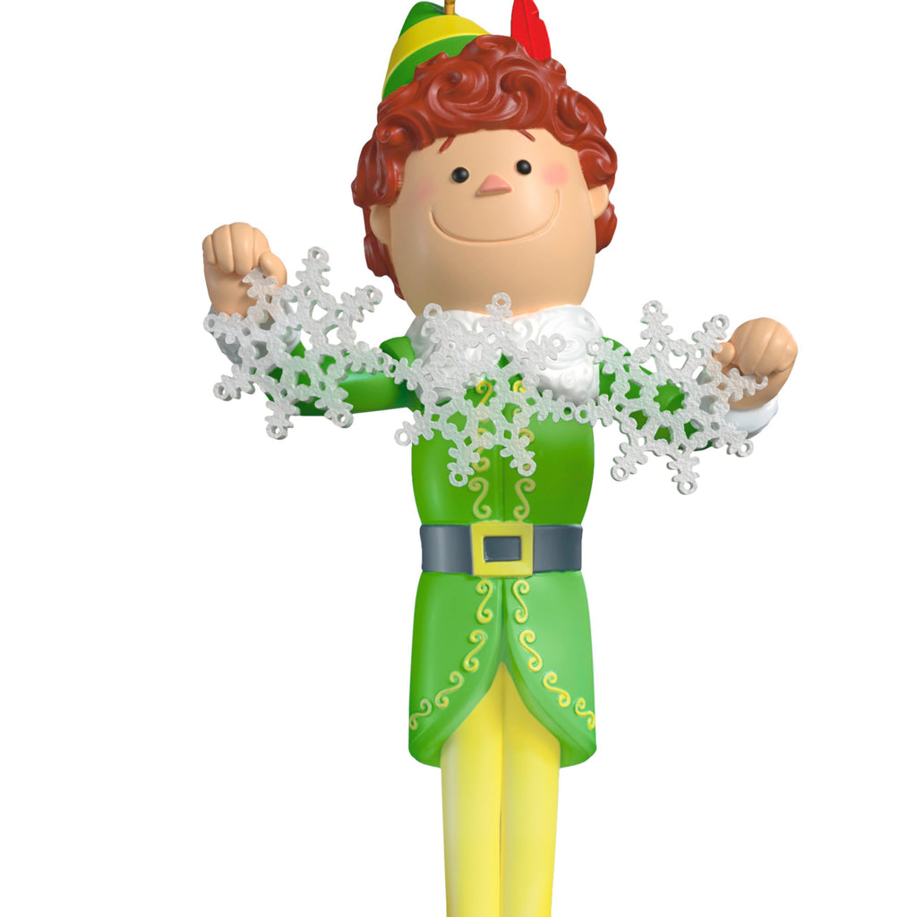 Hallmark Keepsake Christmas Ornament, Elf Collection Buddy the Elf with Light and Sound, Christmas Movie Gifts