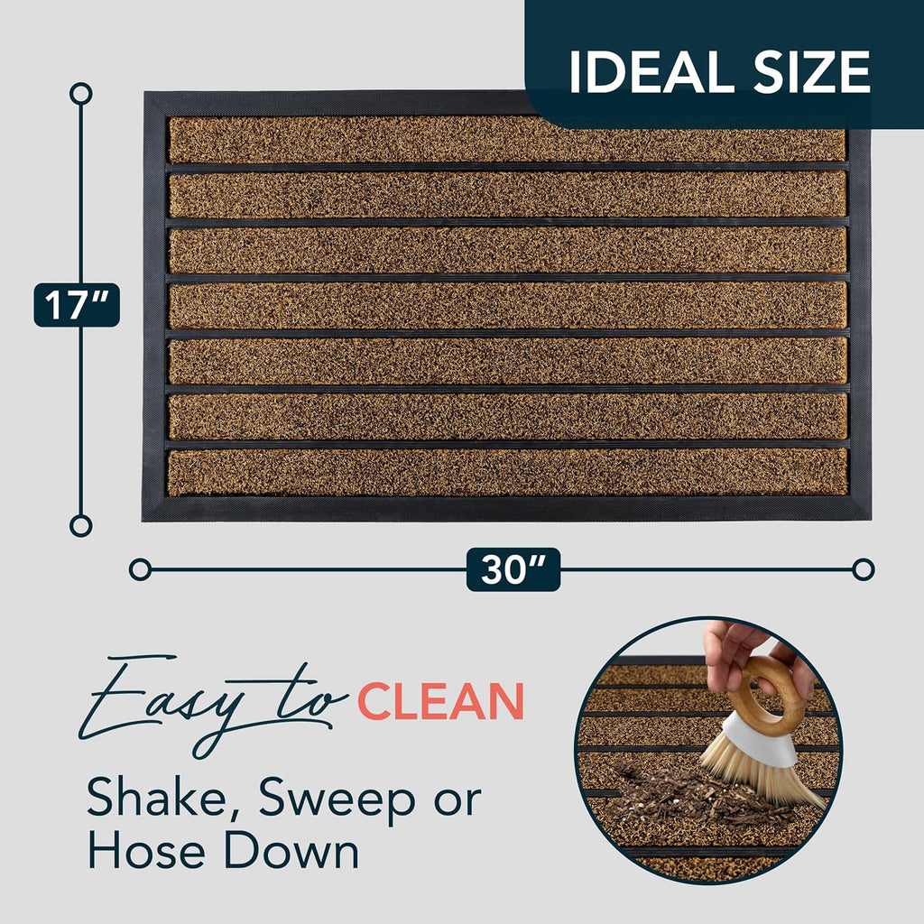 Ubdyo Extra Durable Door Mat - Non-Slip Dirt Trapping Welcome Mat for Indoor/Outdoor Use - 30" x 17", Bright Brown