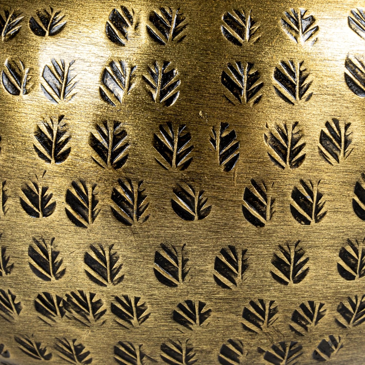 Round Hammered Metal Container - Bird Finial Design in Elegant Brass Finish