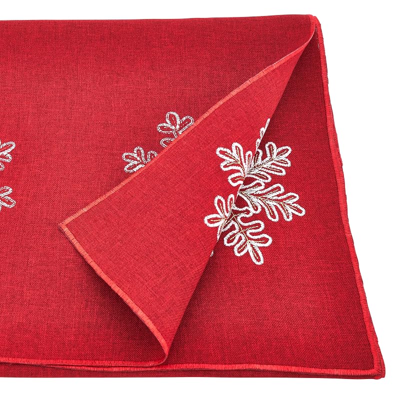 Variation: Red 16"x120" Snowflake Embroidered Table Runner