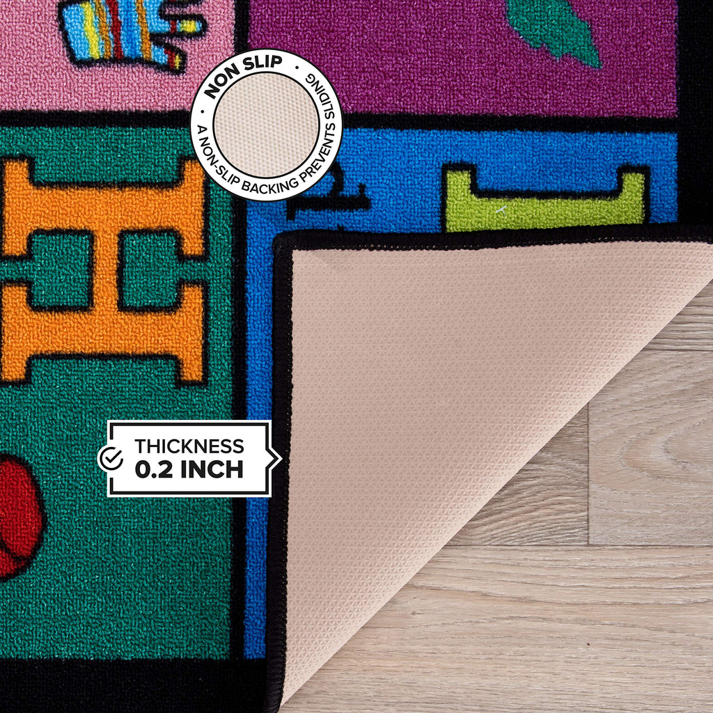 Rugshop Kids Educational Learning Alphabet Non Skid (Non Slip) Area Rug 3'3" x 4'7" Multi
