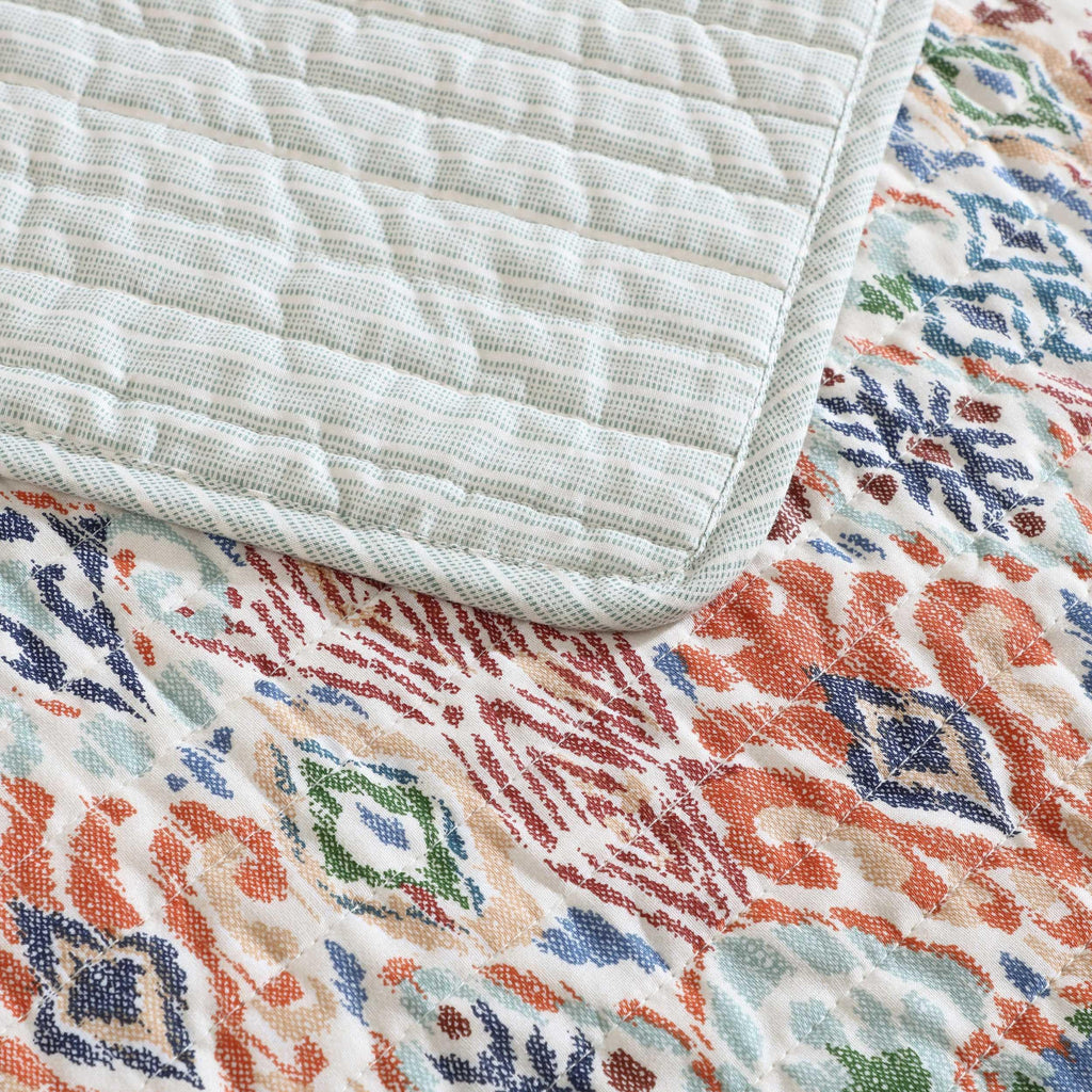 Tommy Bahama - Full/Queen Quilt Set, Premium Cotton Reversible Bedding with Matching Shams, Floral Bedding Set, Oeko-Tex Certified (Ikat Tropics Beige, Full/Queen)
