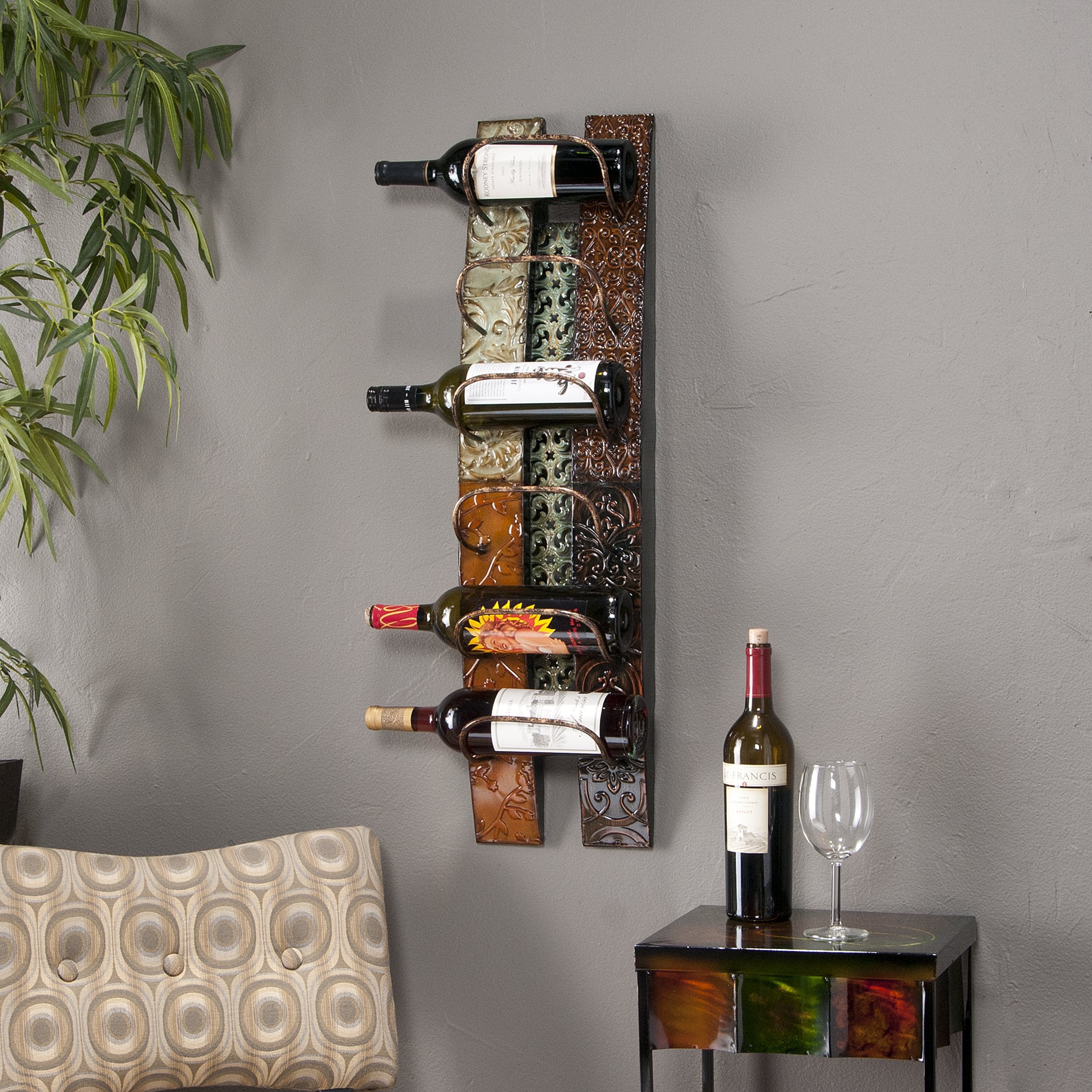 SEI Furniture Adriano Wall Mount Wine Storage, Multicolor