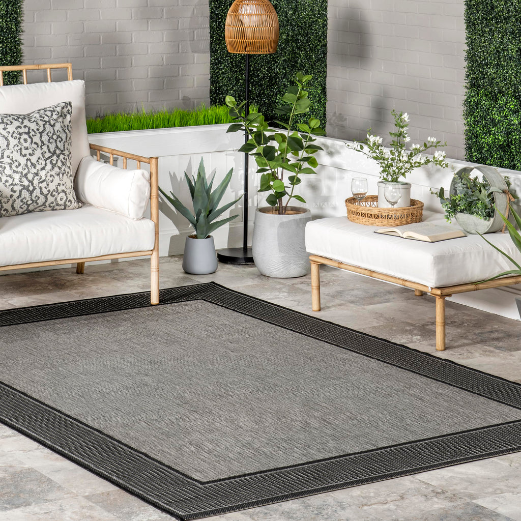 nuLOOM 3' x 4' Outdoor Performance Area Rug, OEKO-TEX Certified, Weather Resistant, High Traffic, Patio, Balcony, Outside, Gris Grey