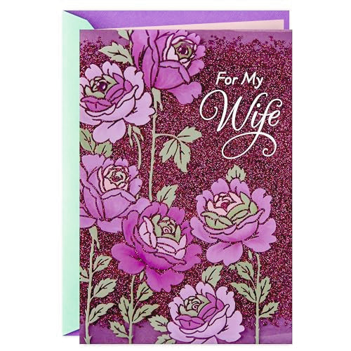 Hallmark Mother's Day Card for Wife with Purple Flowers and Glitter