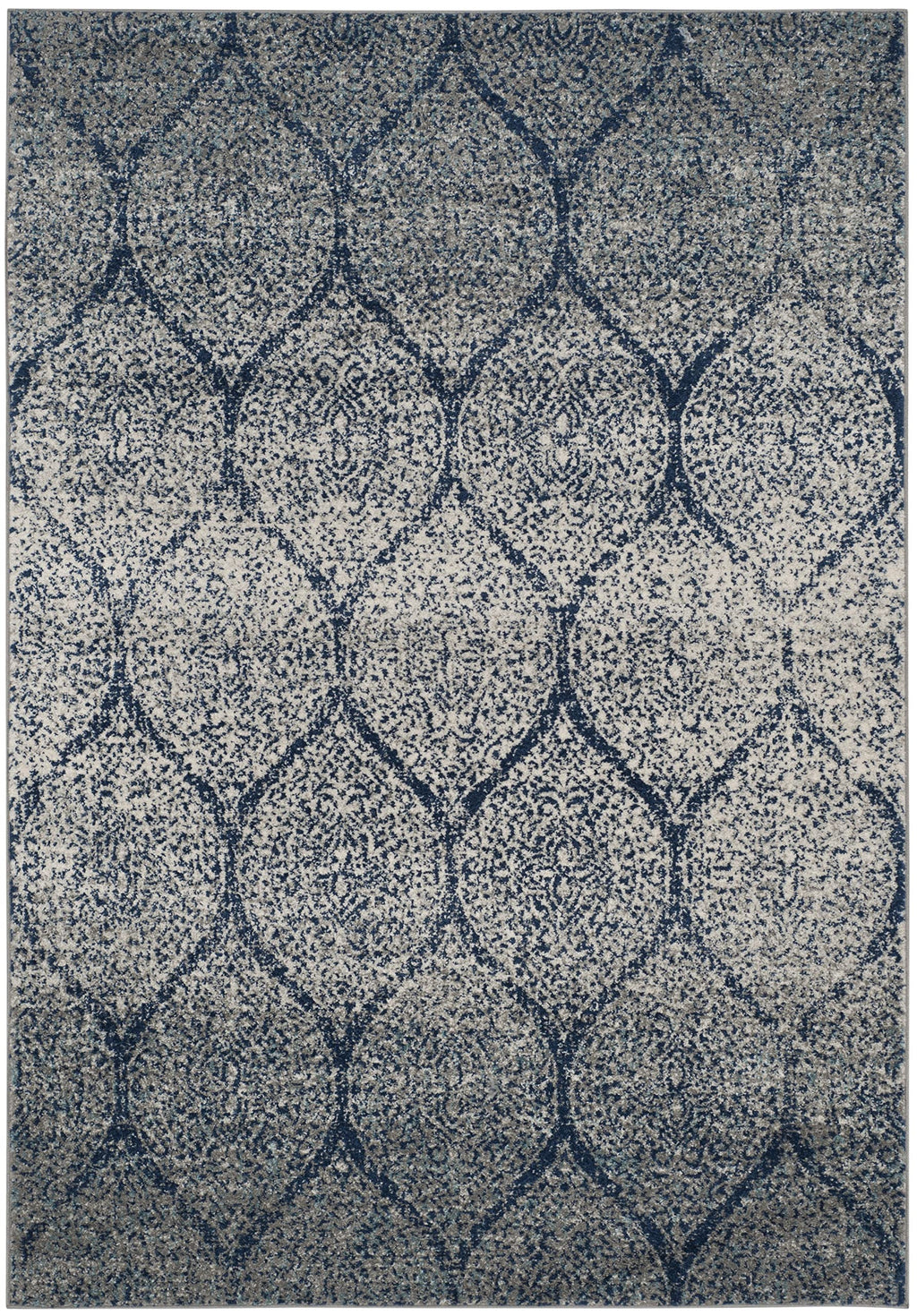 SAFAVIEH Madison Collection Accent Rug - 4' x 6', Navy & Silver, Glam Ogee Trellis Distressed Design, Non-Shedding & Easy Care, Ideal for High Traffic Areas in Entryway, Living Room, Bedroom (MAD604G)
