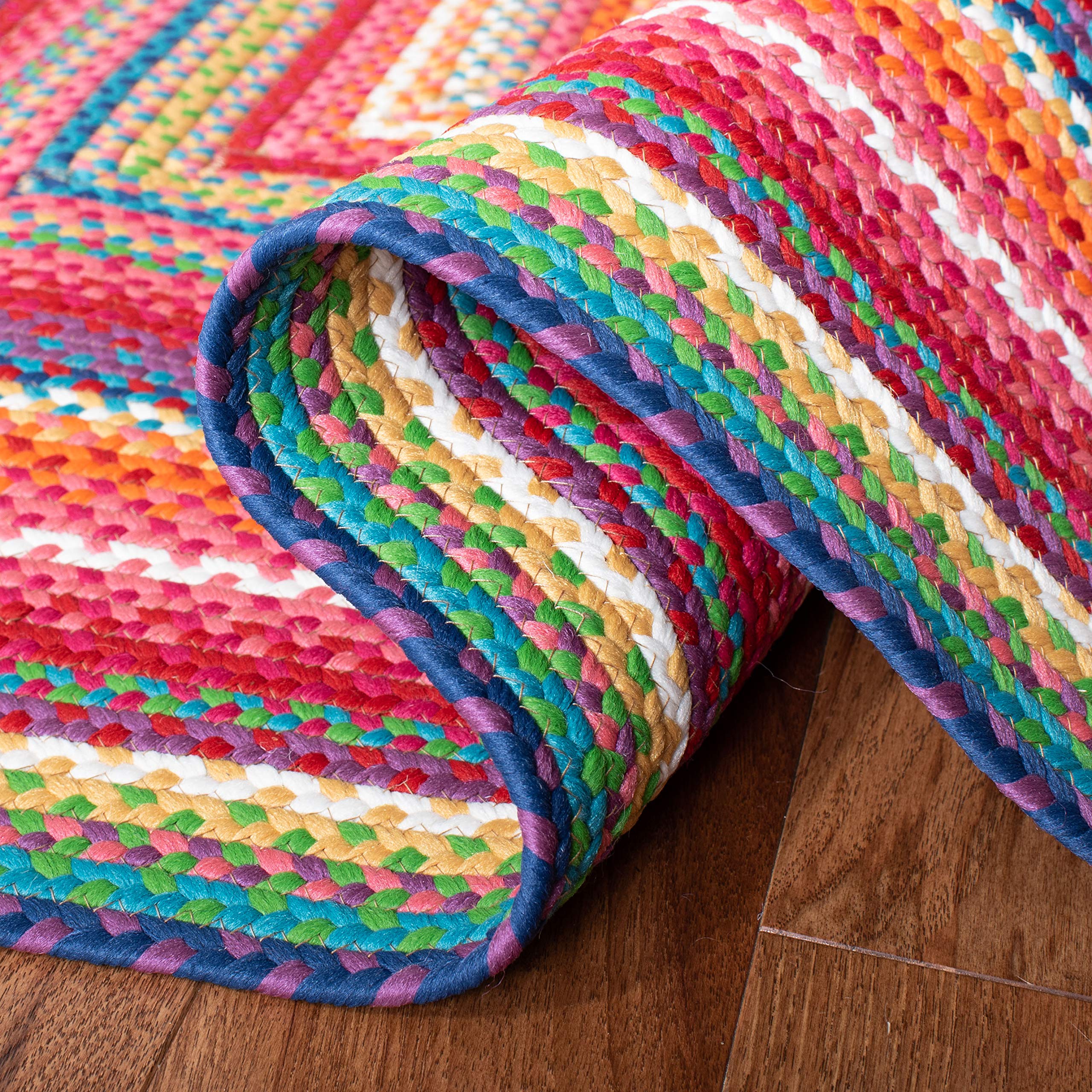 SAFAVIEH Washable Rug Outdoor Braided Collection - 2'3" x 6' Runner, Multi, Handmade & Reversible, Non-Shedding & Easy to Clean, Ideal for Patio, Backyard, Mudroom (BRD316A)