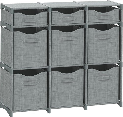 Cube Storage Organizer - 9 Storage Bins for Efficient Closet and Toy Organization | Grey