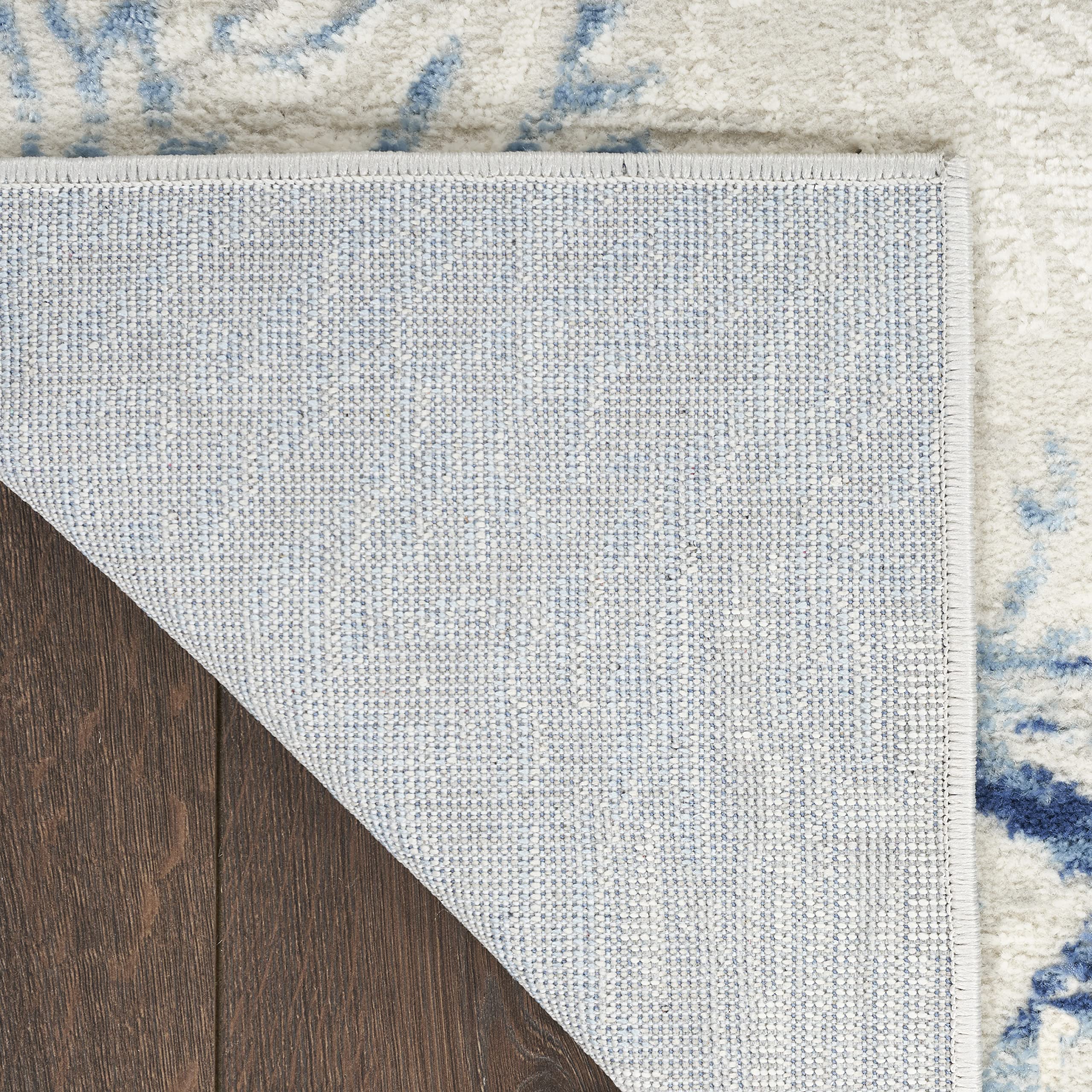 Nourison Home Pompeii Ivory Grey Blue 4' x 6' Area Rug - Easy Clean, Non Shedding, Bed Room, Living Room, Dining Room, Kitchen (4' x 6')