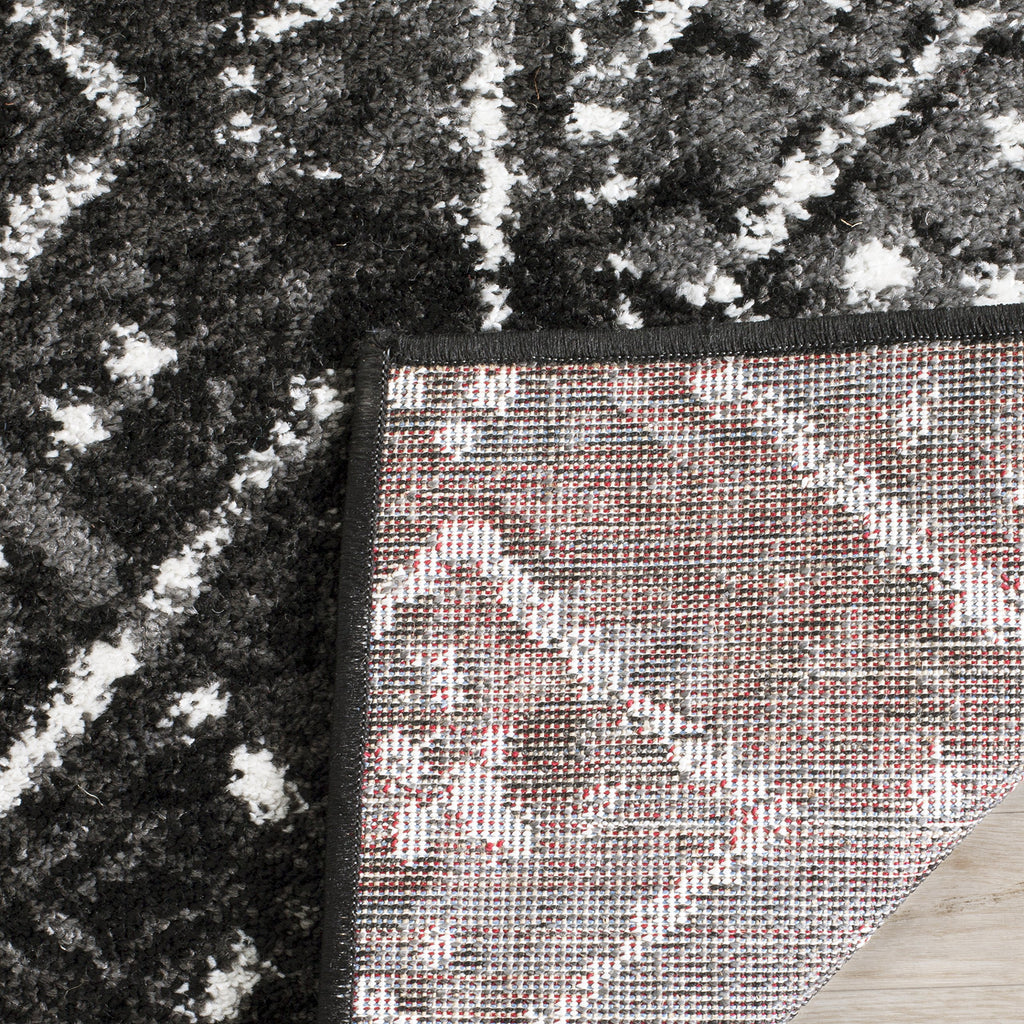 SAFAVIEH Adirondack Collection Area Rug - 4' Square, Black & Silver, Moroccan Boho Distressed Design, Non-Shedding & Easy Care, Ideal for High Traffic Areas in Living Room, Bedroom (ADR111C)