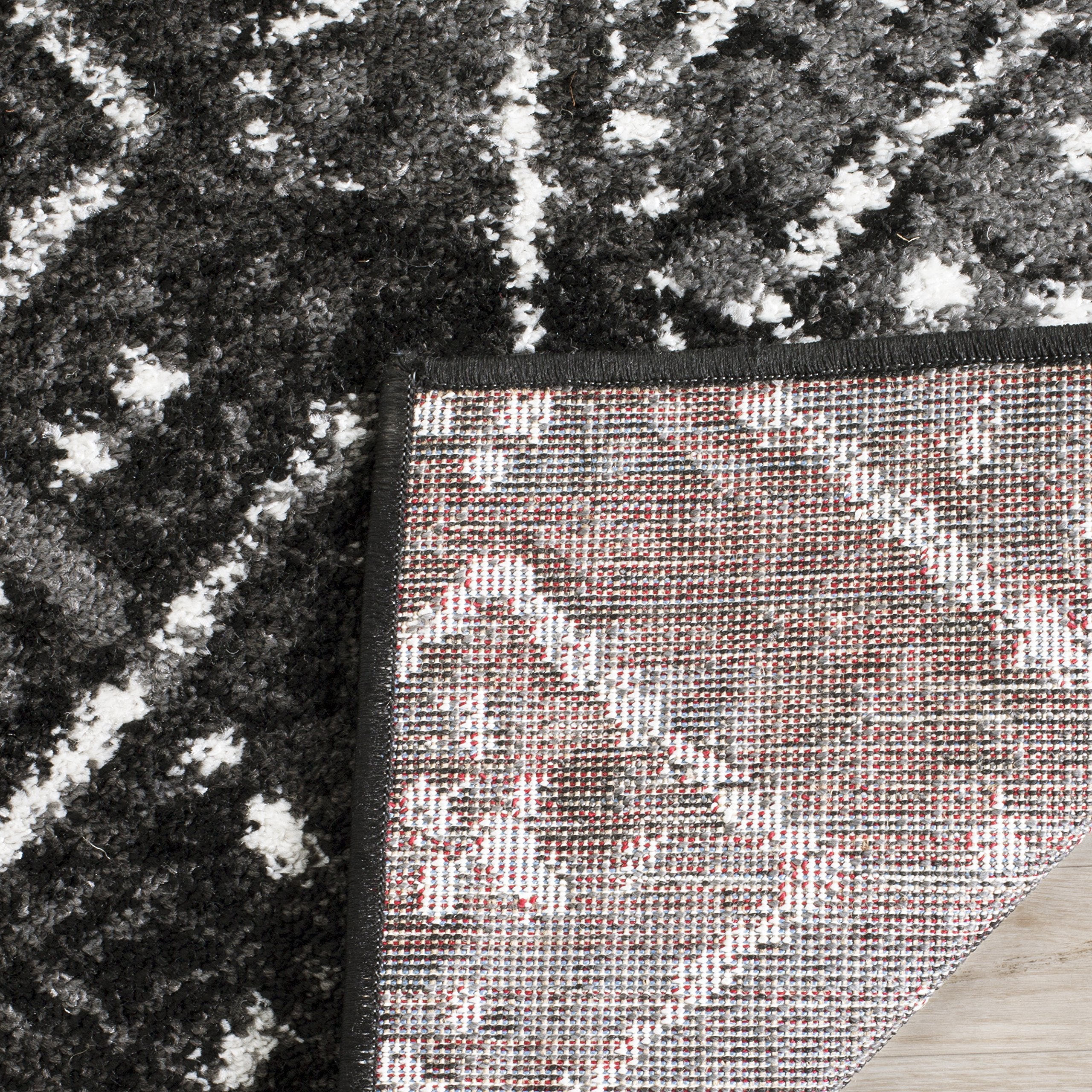 SAFAVIEH Adirondack Collection Area Rug - 4' Square, Black & Silver, Moroccan Boho Distressed Design, Non-Shedding & Easy Care, Ideal for High Traffic Areas in Living Room, Bedroom (ADR111C)