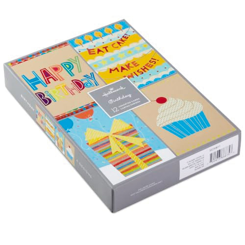 Hallmark Birthday Icons Greeting Card Set - 12 Assorted Cards & Envelopes