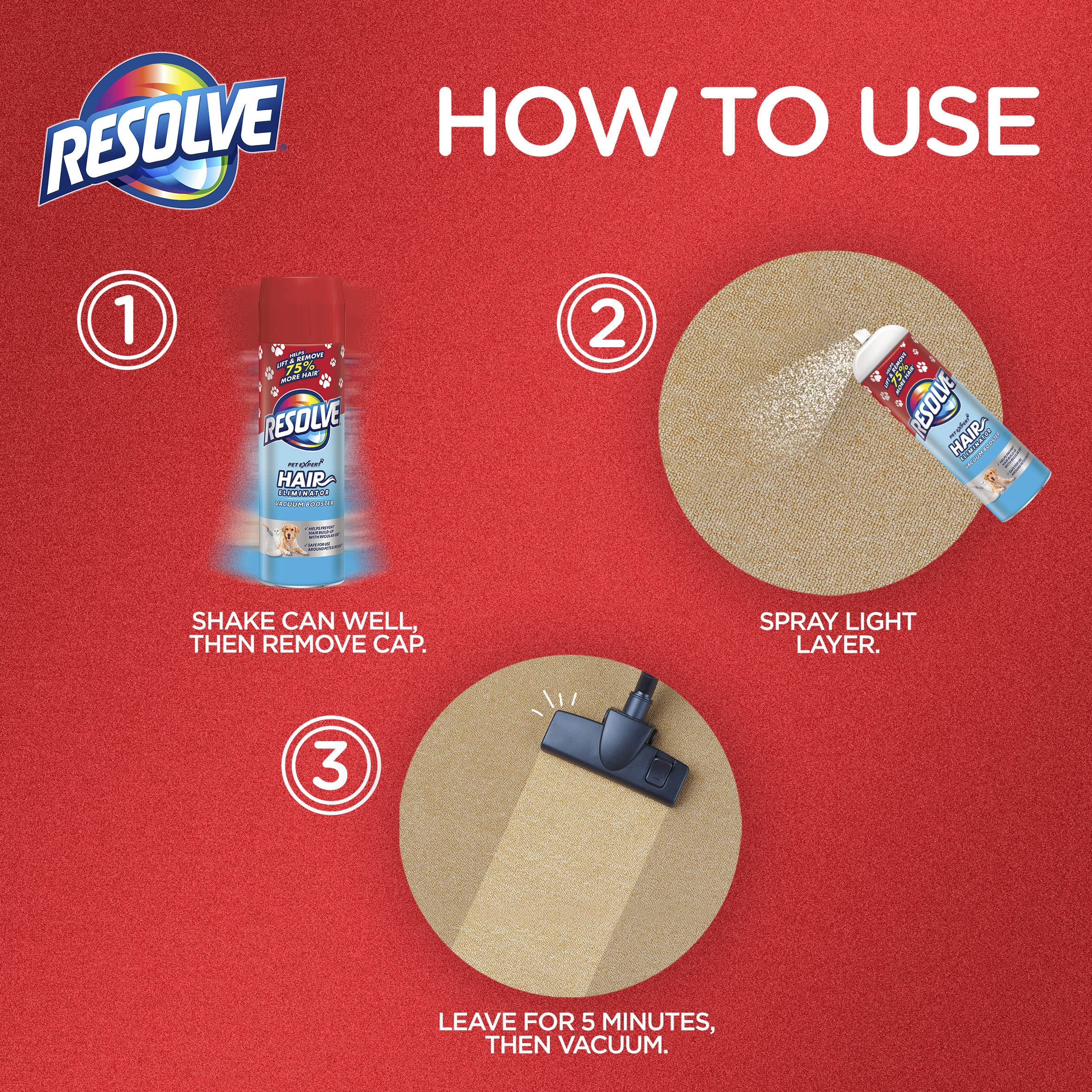 Resolve Pet Hair Eliminator Carpet Cleaner & Vacuum booster, 18 Oz