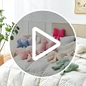 Soft Pink Bow Pillow - 12'' Decorative Throw Pillow with Faux Rabbit Fur