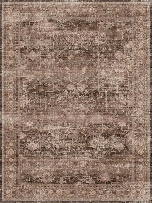Hazo Haus Brown 9x12 Living Room Rug - Vintage Western Design | Washable Non-Slip Area Rug for Dining & Bedroom