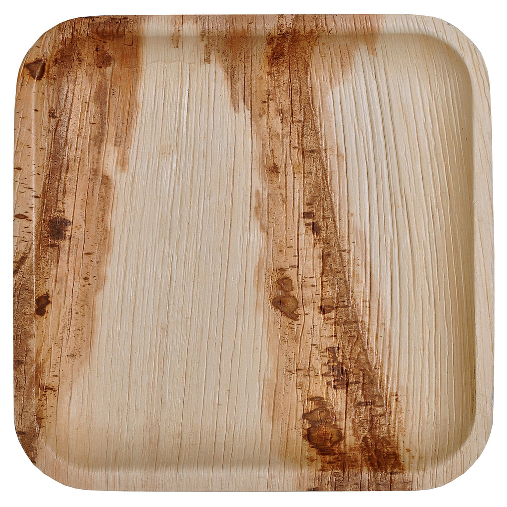 Atmos Green 100 pack 10" Square Palm Leaf Dinner Plate Compostable disposable premium heavy duty Eco-Friendly Microwave Refrigeration safe Bamboo like Wedding Events Party