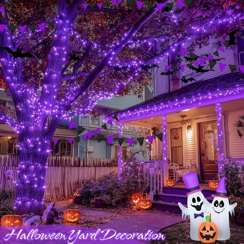 JMEXSUSS 200 LED Purple Christmas Lights - 66ft Connectable String Lights for Indoor/Outdoor Decor