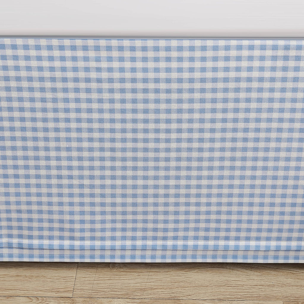 Laura Ashley - Twin Bedskirt, Plain Weave Cotton Bedding, Split Corner with Decorative Bow Ties, Dorm Essentials, Oeko-Tex Certified (Hedy Blue)
