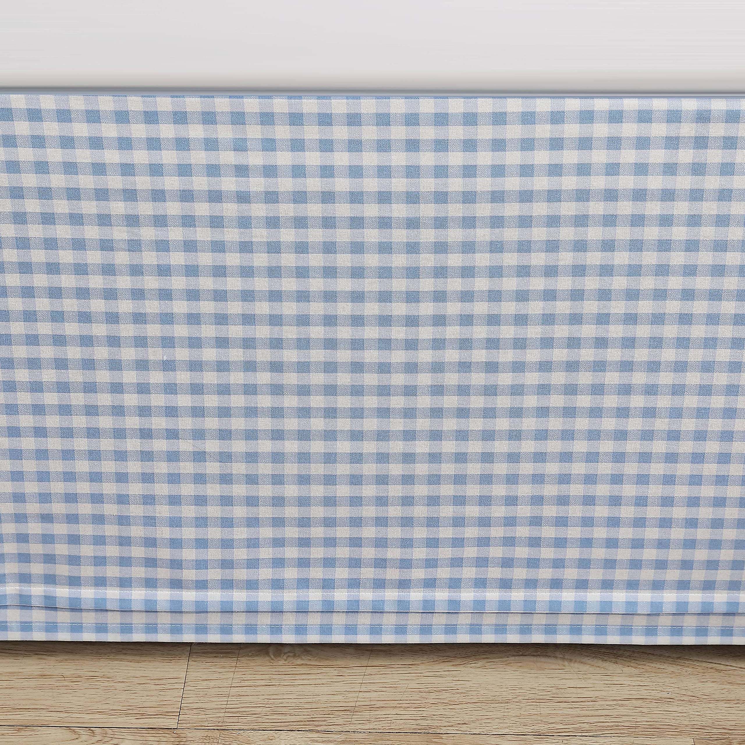 Laura Ashley - Twin Bedskirt, Plain Weave Cotton Bedding, Split Corner with Decorative Bow Ties, Dorm Essentials, Oeko-Tex Certified (Hedy Blue)
