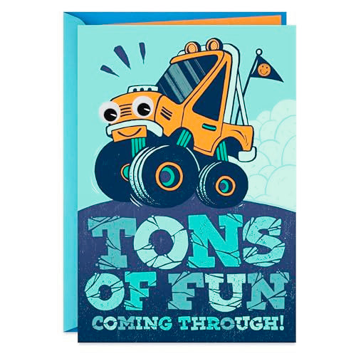 Hallmark Birthday Card for Kids with Monster Truck Sticker