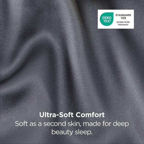 Bedsure King Size Satin Pillowcase Set - Silky Space Grey Pillow Cases for Hair & Skin, 20x36 Inches, 2-Pack