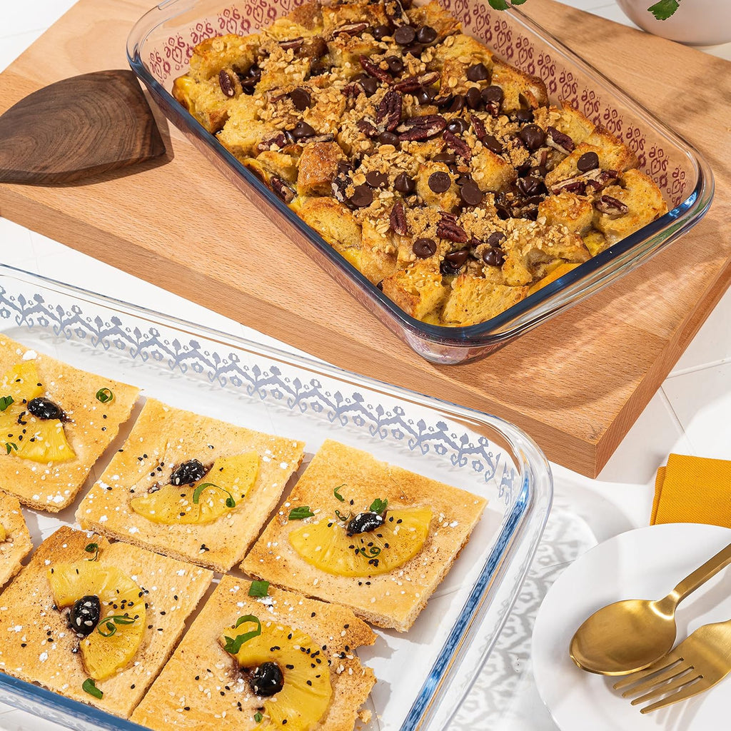 Spice by Tia Mowry | Cloves Bakeware Set - 2 Pack of 3.1 QT & 2.3 QT Oven-Safe Borosilicate Glass