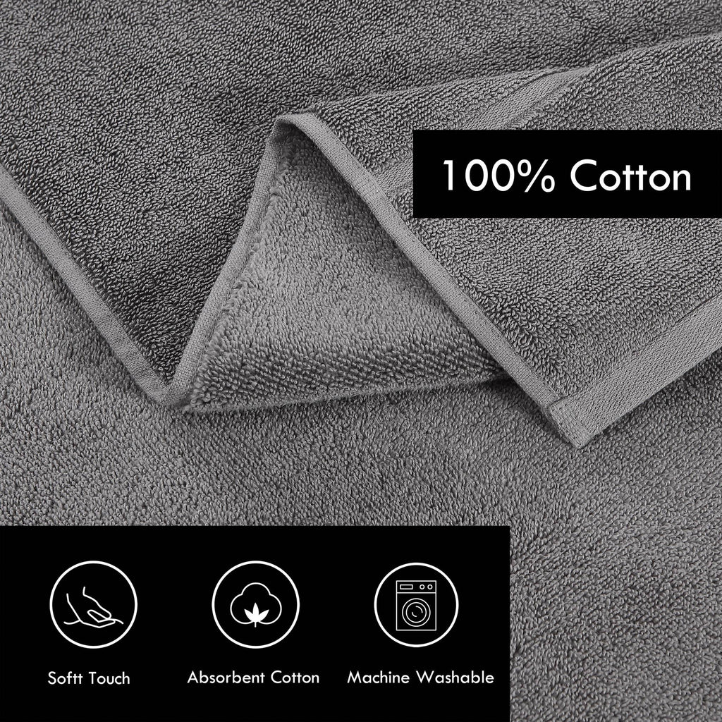 Vera Wang - Bath Towels, Super Soft 100% Cotton Towel Set, Highly Absorbent with a Medium-Weight Plush Feel, Low Linting & Fade Resistant Bathroom Towels (Modern Lux Grey, 6 Piece)