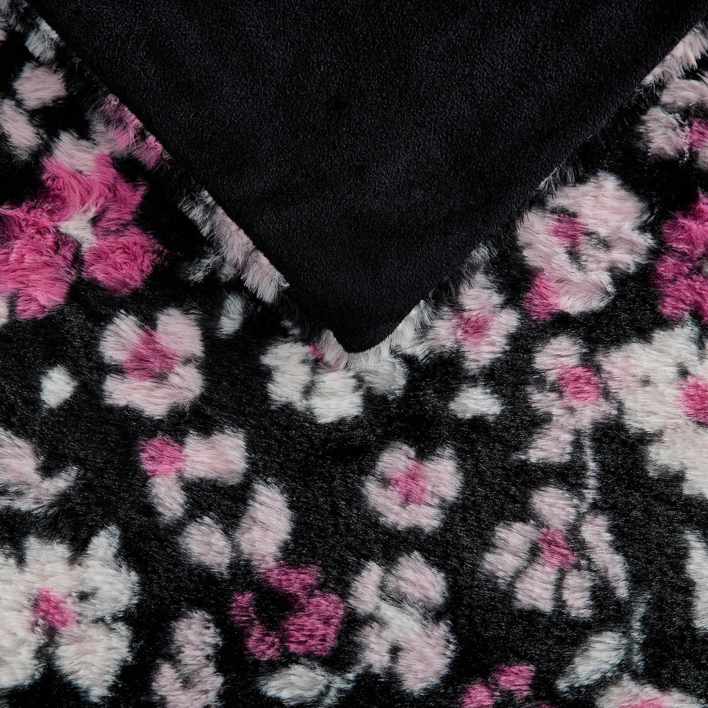 Betsey Johnson - Blanket, Buttery-Soft Faux Fur Throw Blanket for Couch or Bed, Boldly Plush & Oversized Bedding (Leopard Rosettes Black, 50" x 70")