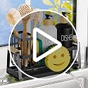 AUMOVAWA Kitchen Sink Caddy Organizer with Dish Brush Holder & Suction Cups