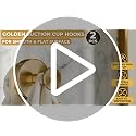 Novsix Gold Suction Cup Hooks for Shower, Rustproof Stainless Steel (2 Pack)