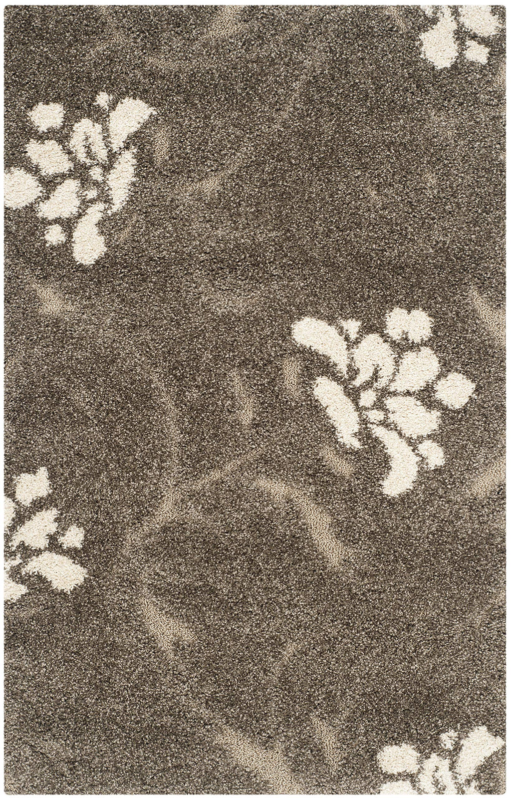 SAFAVIEH Florida Shag Collection Accent Rug - 2'3" x 4', Smoke & Beige, Floral Design, Non-Shedding & Easy Care, 1.2-inch Thick Ideal for High Traffic Areas in Foyer, Living Room, Bedroom (SG464-7913)