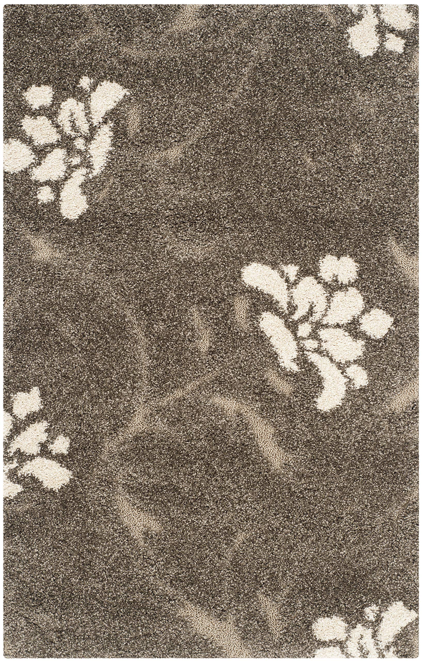 SAFAVIEH Florida Shag Collection Accent Rug - 2'3" x 4', Smoke & Beige, Floral Design, Non-Shedding & Easy Care, 1.2-inch Thick Ideal for High Traffic Areas in Foyer, Living Room, Bedroom (SG464-7913)