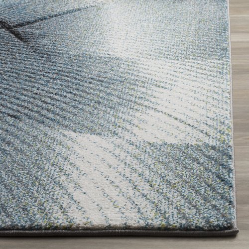 SAFAVIEH Hollywood Collection Accent Rug - 2'7" x 5', Grey & Teal, Mid-Century Modern Design, Non-Shedding & Easy Care, Ideal for High Traffic Areas in Entryway, Living Room, Bedroom (HLW715D)