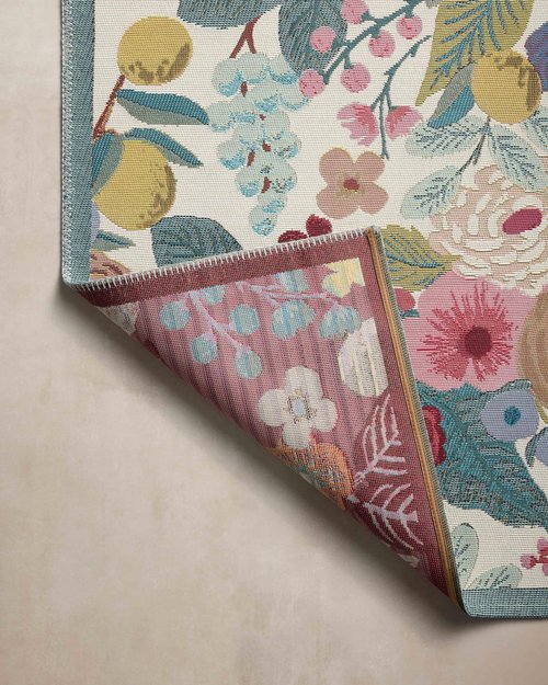 Loloi Rifle Paper Co. Perennial Collection Garden Party PRN-04 Rose/Multi 5'-3" x 7'-8" Indoor/Outdoor Area Rug