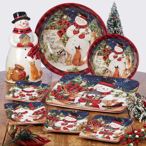Certified International Magic of Christmas Snowman 11" Dinner Plates, Multicolored, Large, Set of 4
