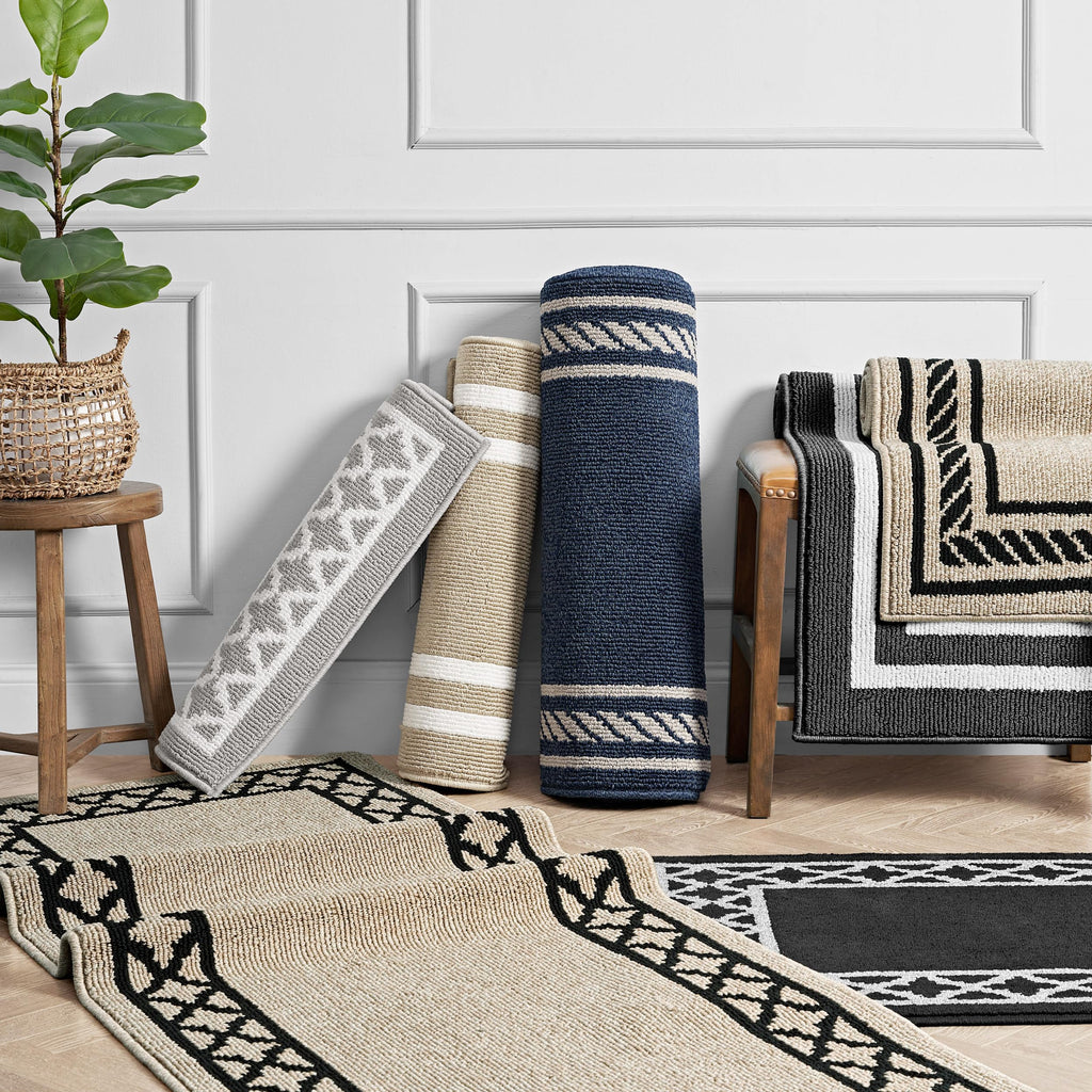 Nautica – Runner Rug | Indoor Runners for Hallways and Entry Rugs| Non-Slip and Non-Skid Entry and Kitchen Door Mat| Machine Washable Entryway Carpet Rugs |26” x 96” |Double Line Light Grey