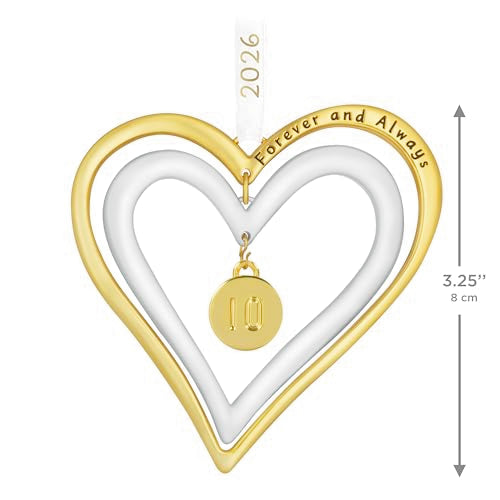 Hallmark Keepsake Christmas Ornament 2026 Our Anniversary Metal Double Hearts - Personalized Year & Charms