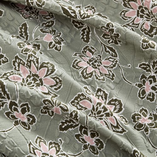 Jessica Simpson Botanical Embossed Sage Green Duvet Cover Set Queen/Full Size Bedding Set Ensemble - 3 Piece Set