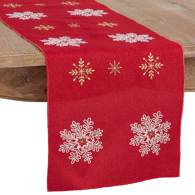Variation: Red 16"x120" Snowflake Embroidered Table Runner